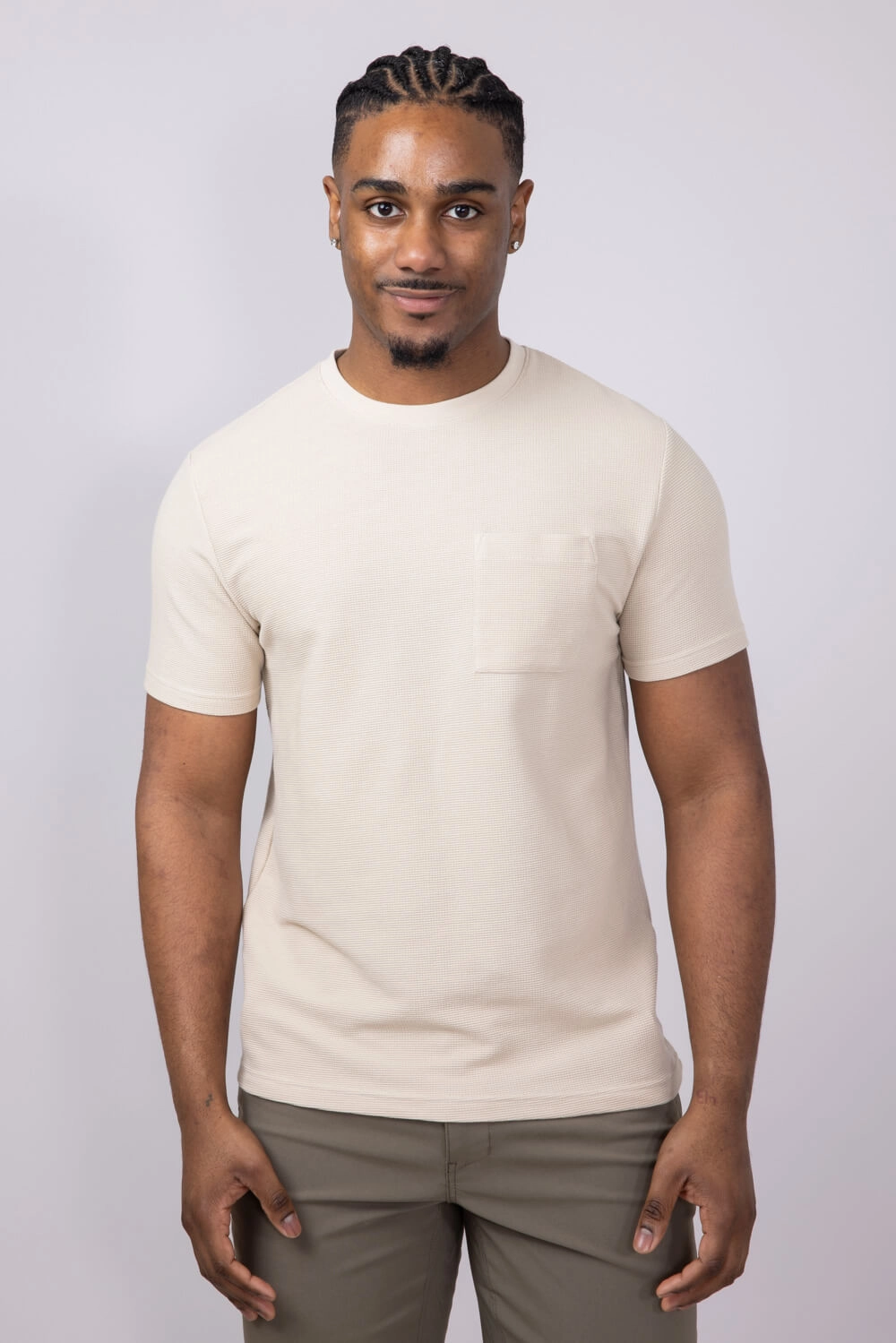 Textured Pocket T-Shirt for Men in Sand | CKTS7669-SAND Ethically Sourced Materials