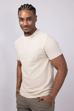Textured Pocket T-Shirt for Men in Sand | CKTS7669-SAND Daily Comfort Style