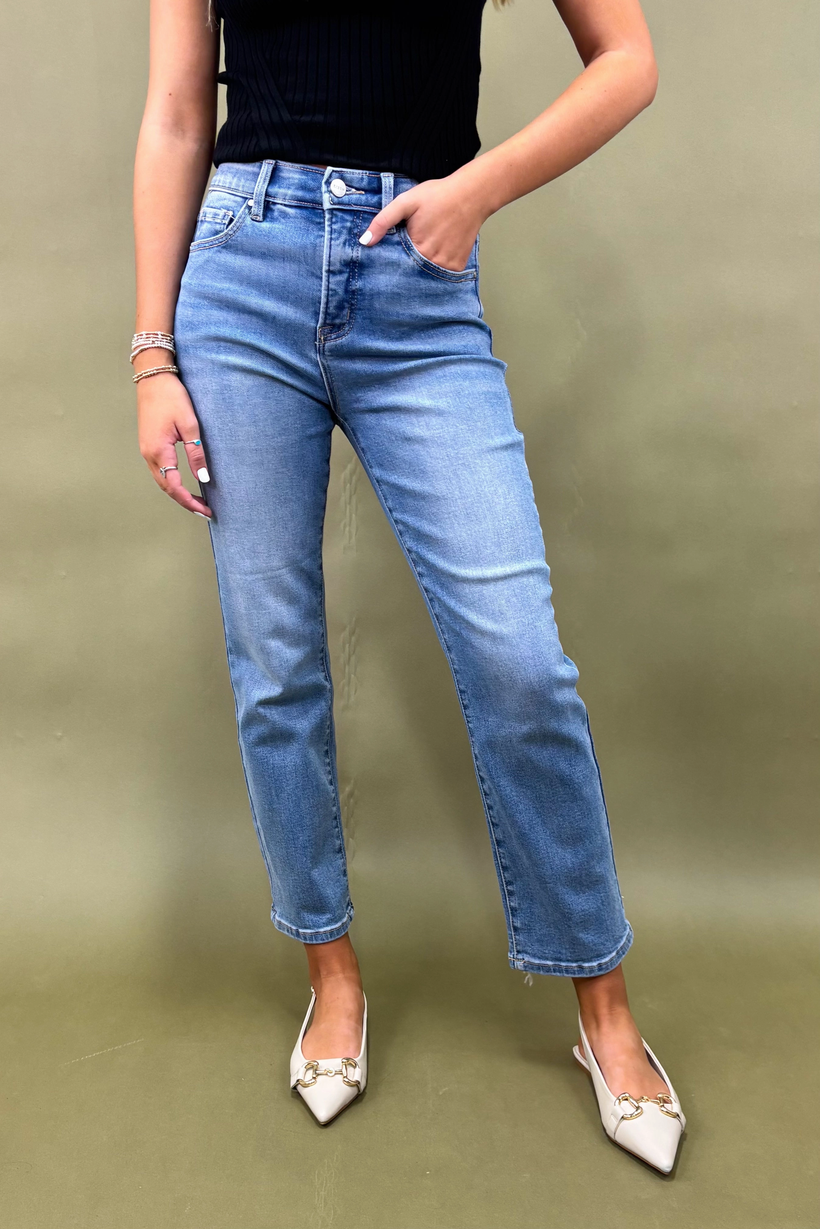 The Brooke High Rise Jeans Warm Fit Layered Comfort