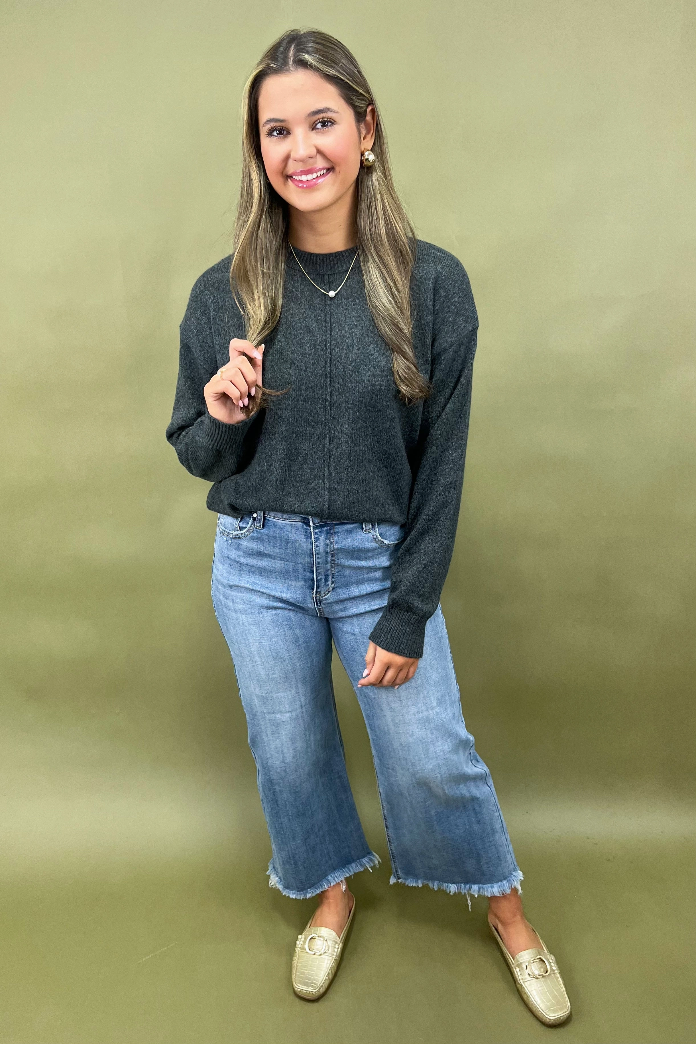 Butter Soft Handfeel The Charcoal Charm Sweater