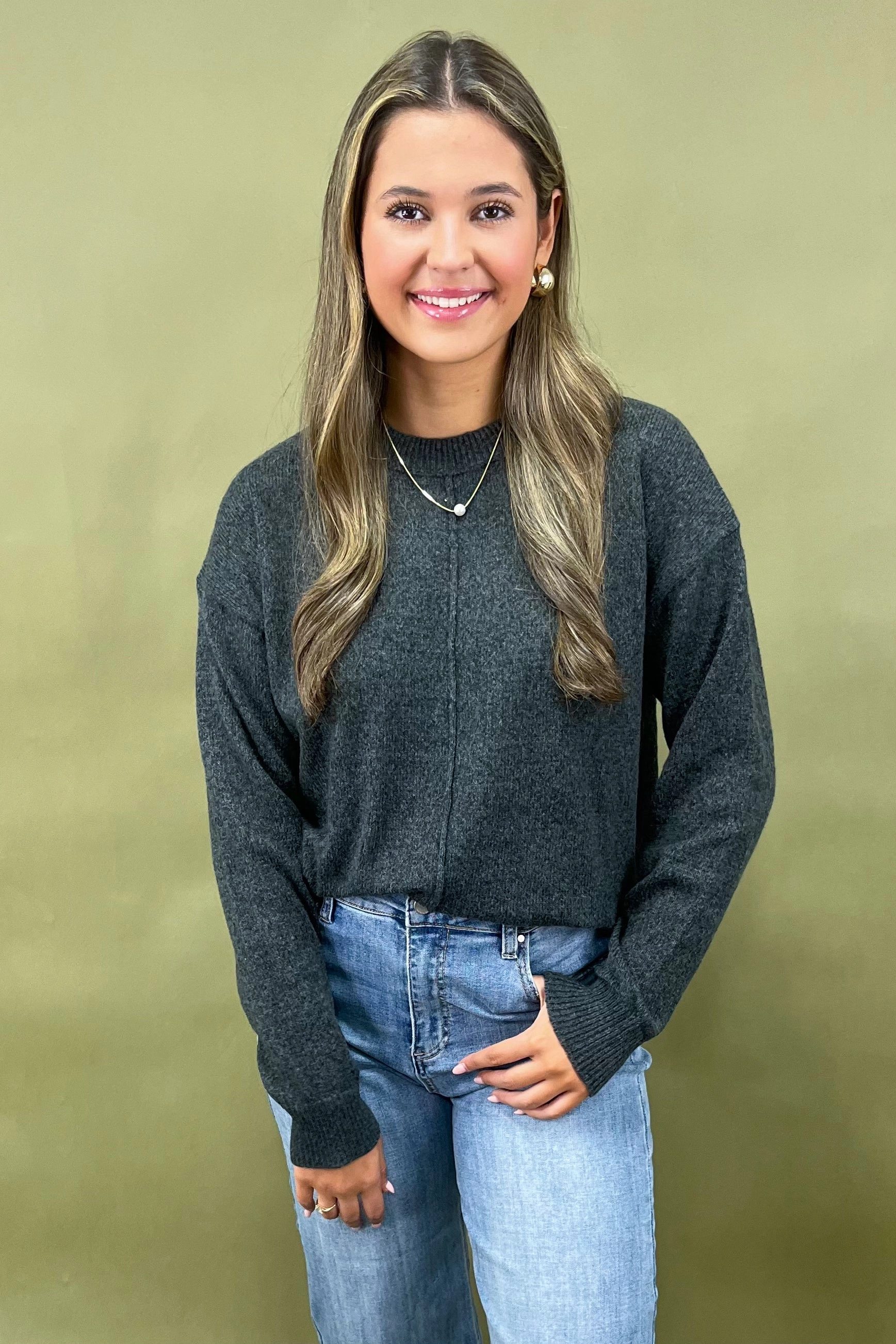 SlimFit Shape Retention Fabric The Charcoal Charm Sweater