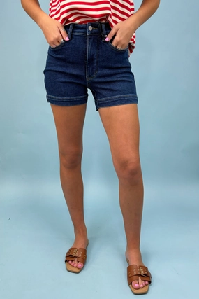 Reflective Trim The Charley High Rise Denim Shorts