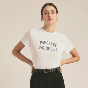 SnagProof Minimalist Silhouette The Cropped Collegiate Tee (White   Navy)