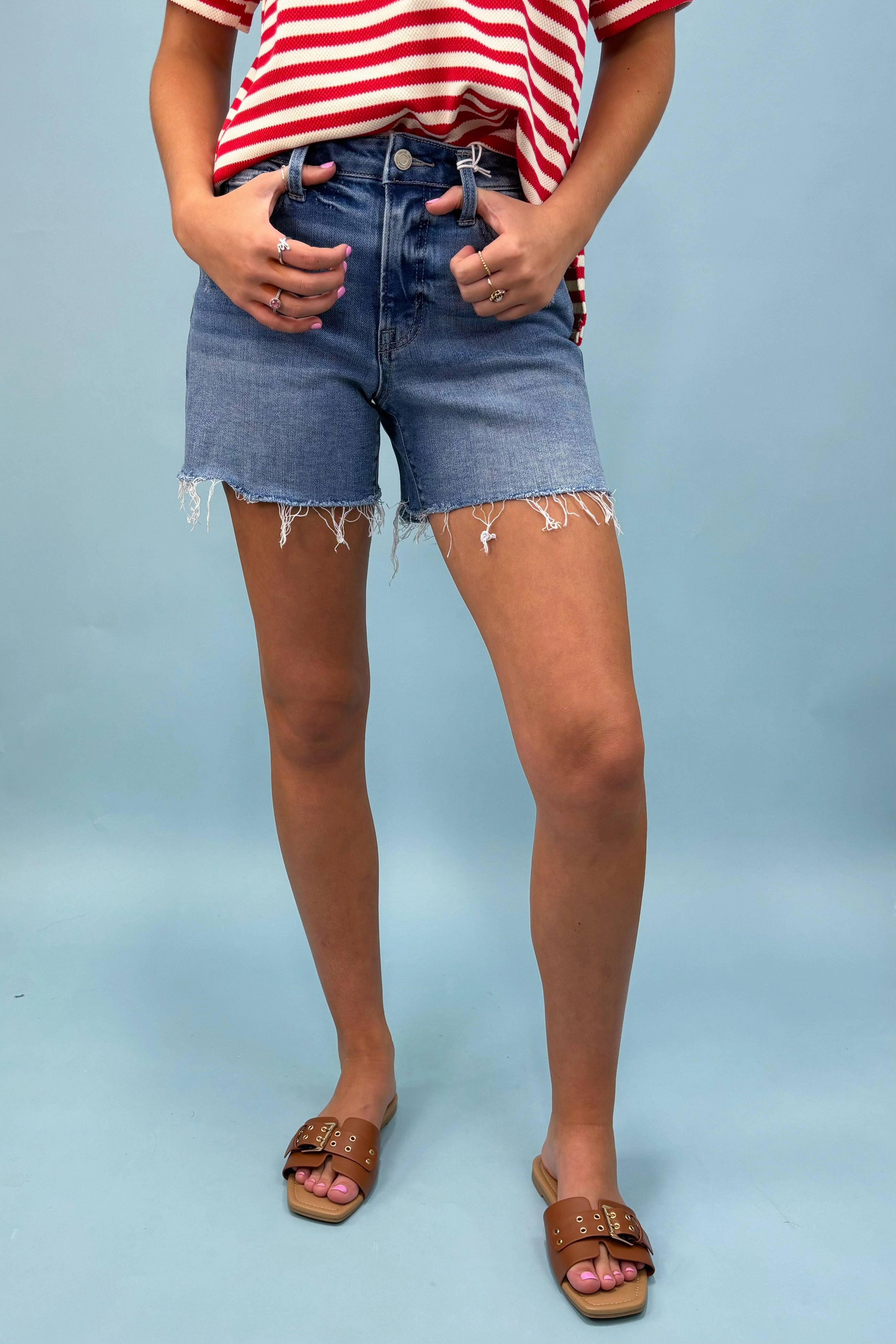 Reinforced Knees The Daisy High Rise Denim Shorts