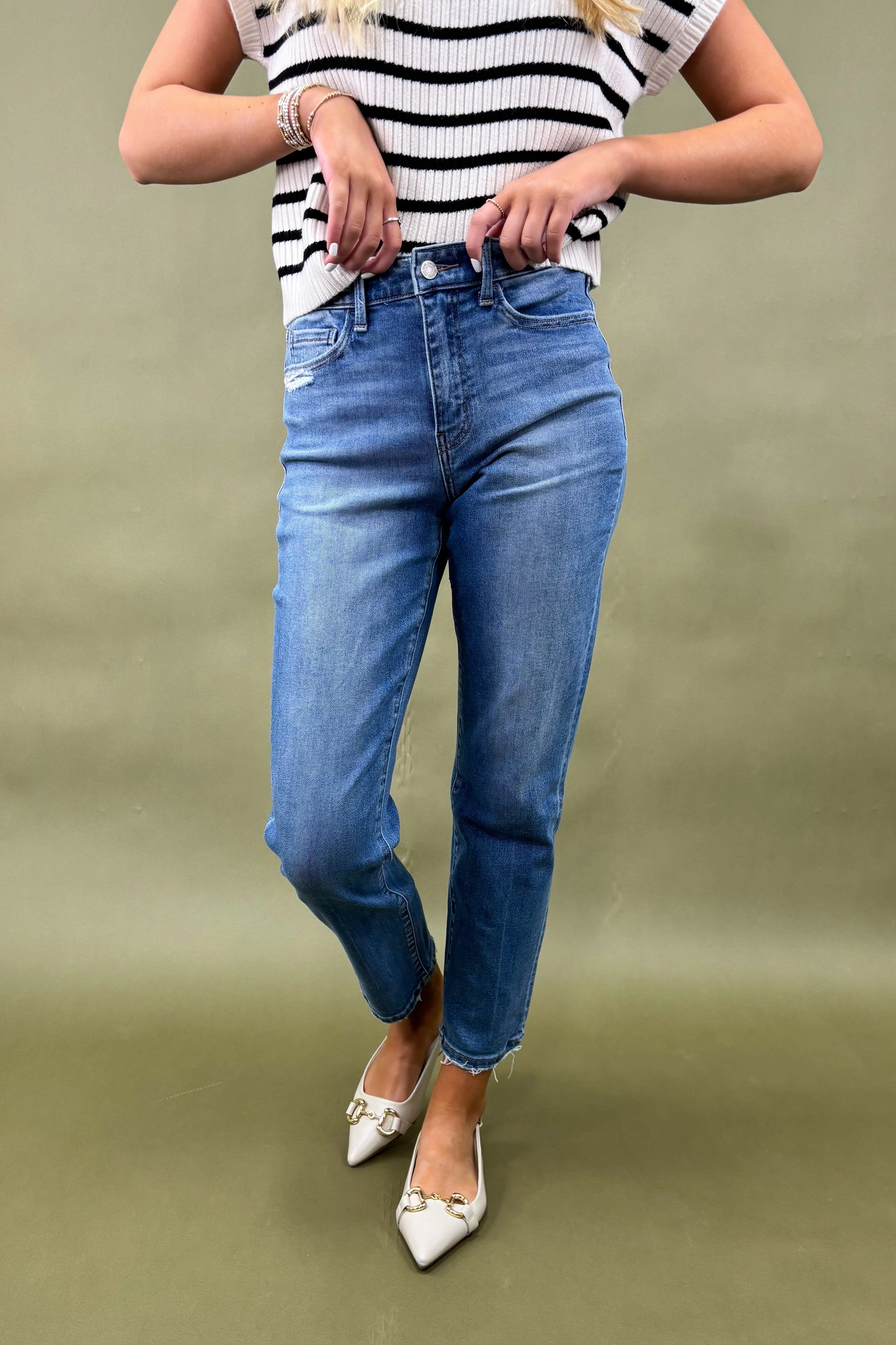 The Isla Tapered Straight Leg Jean WrinkleResistantMaterial