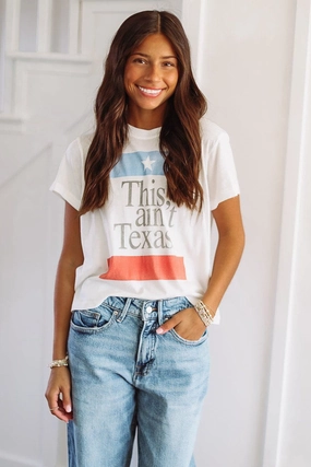 Recycled Polyester Material The Laundry Room Cropped This Ain't Texas Flag Top - White
