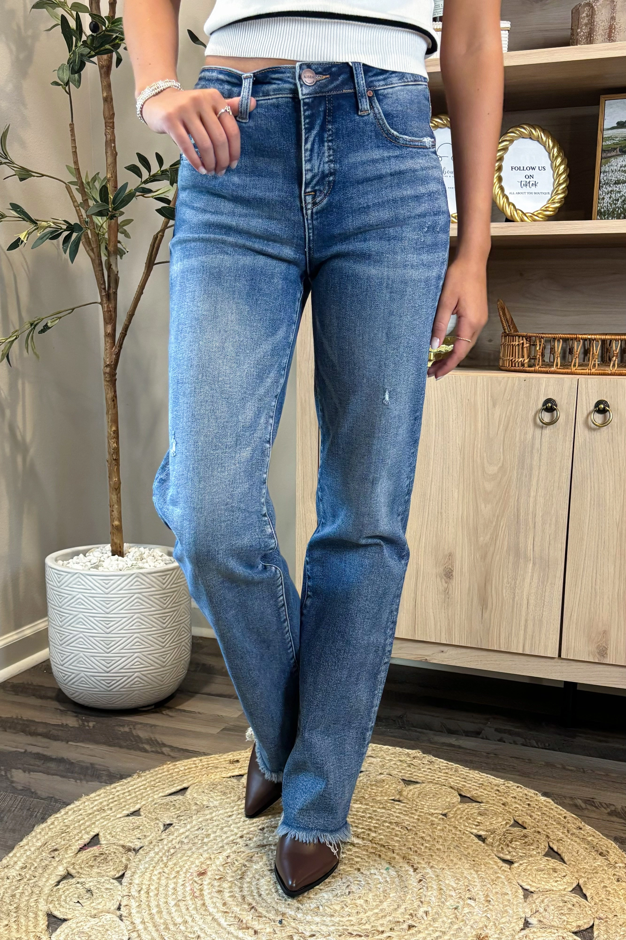 The Leo High Rise Straight Jeans Utility Ready