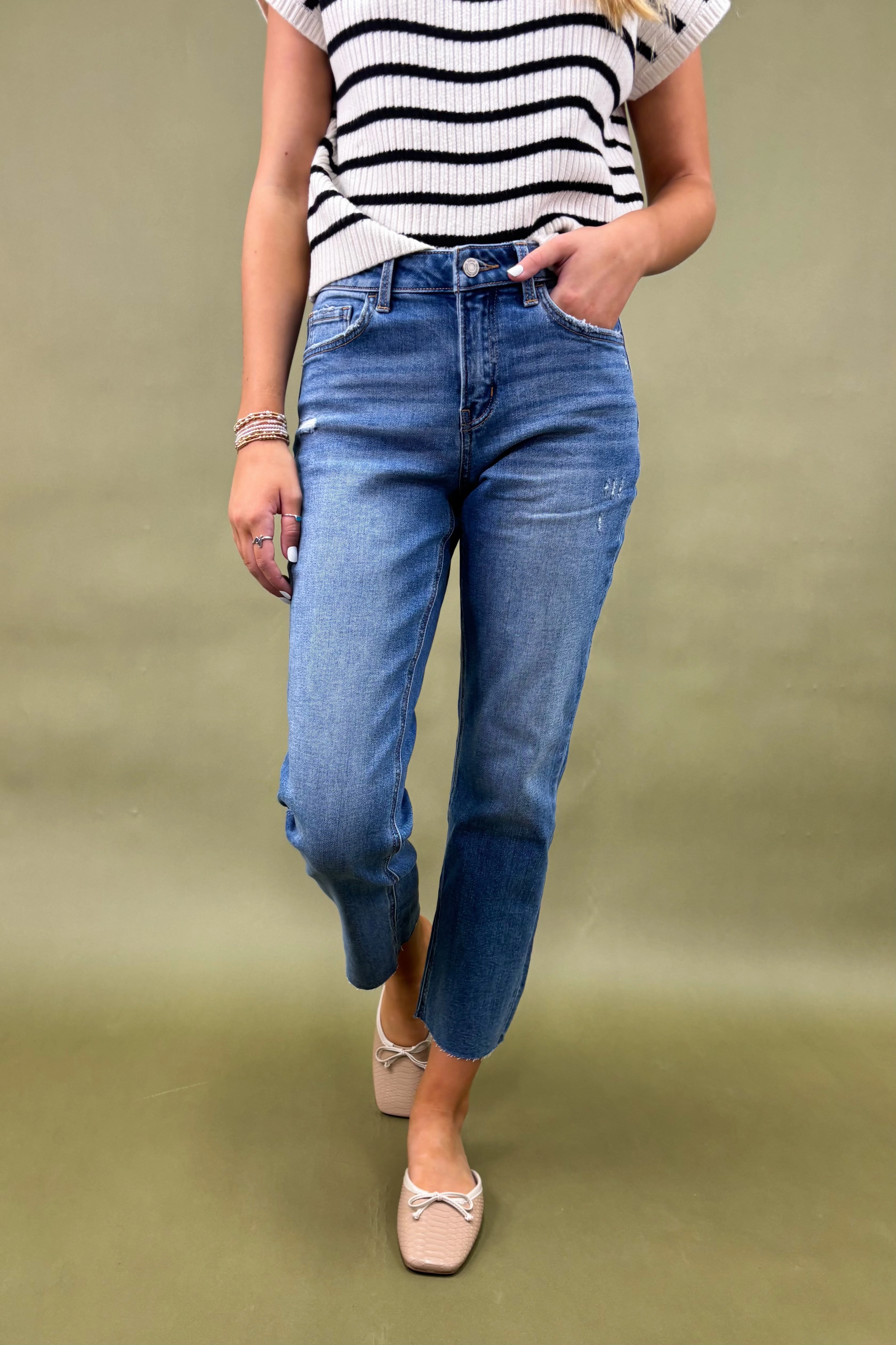 Layered Wear Compact Storage The Maren  Mid Rise Ankle Straight Jeans
