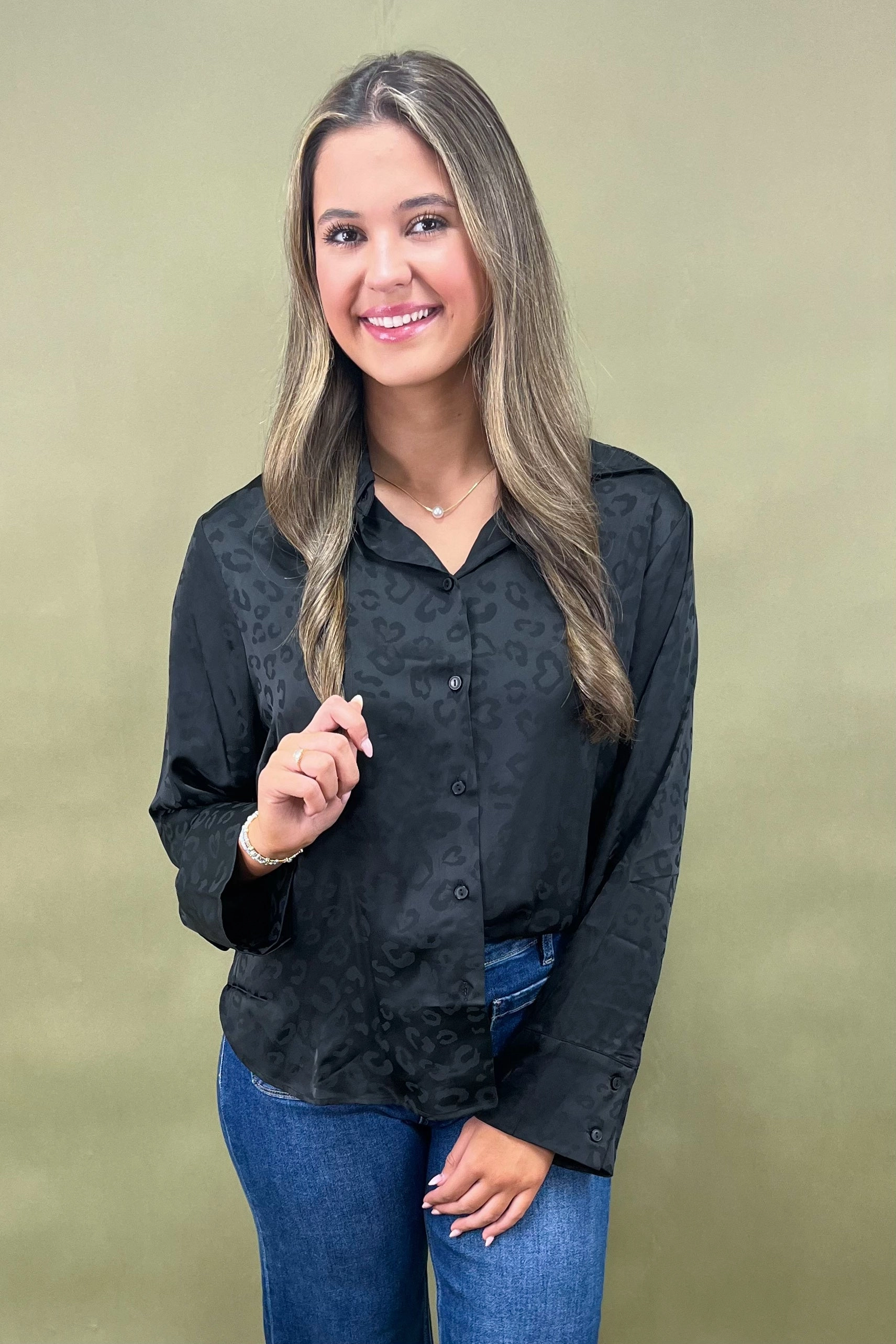 The Midnight Leopard Top Four Way Stretch Fabric