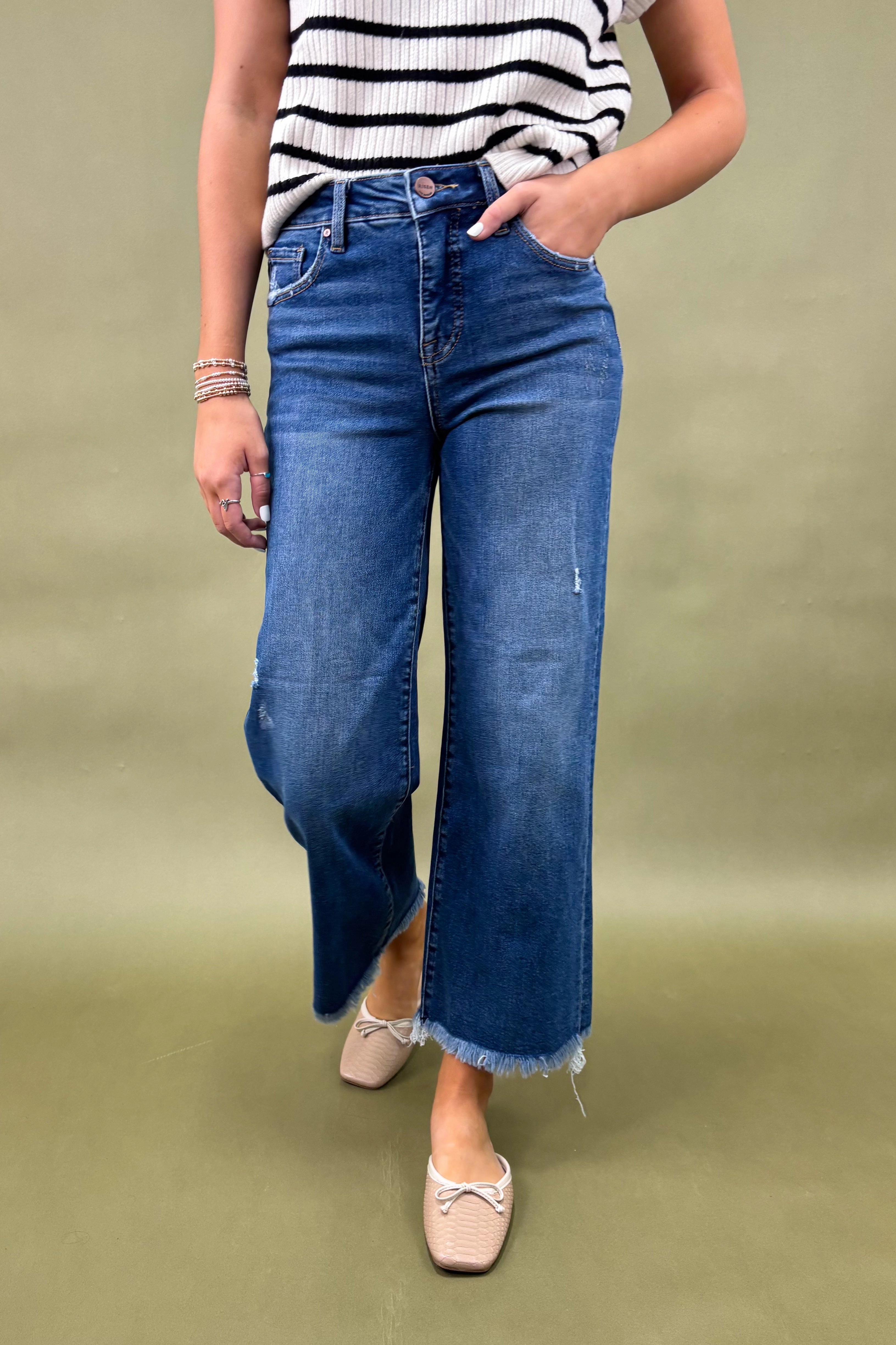 The Mila Mid-Rise Straight Jeans Double Stitched Seams