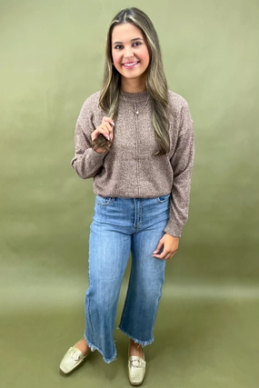 Tear Resistant Fiber Blend Ribbed Trim The Mocha Moments Sweater