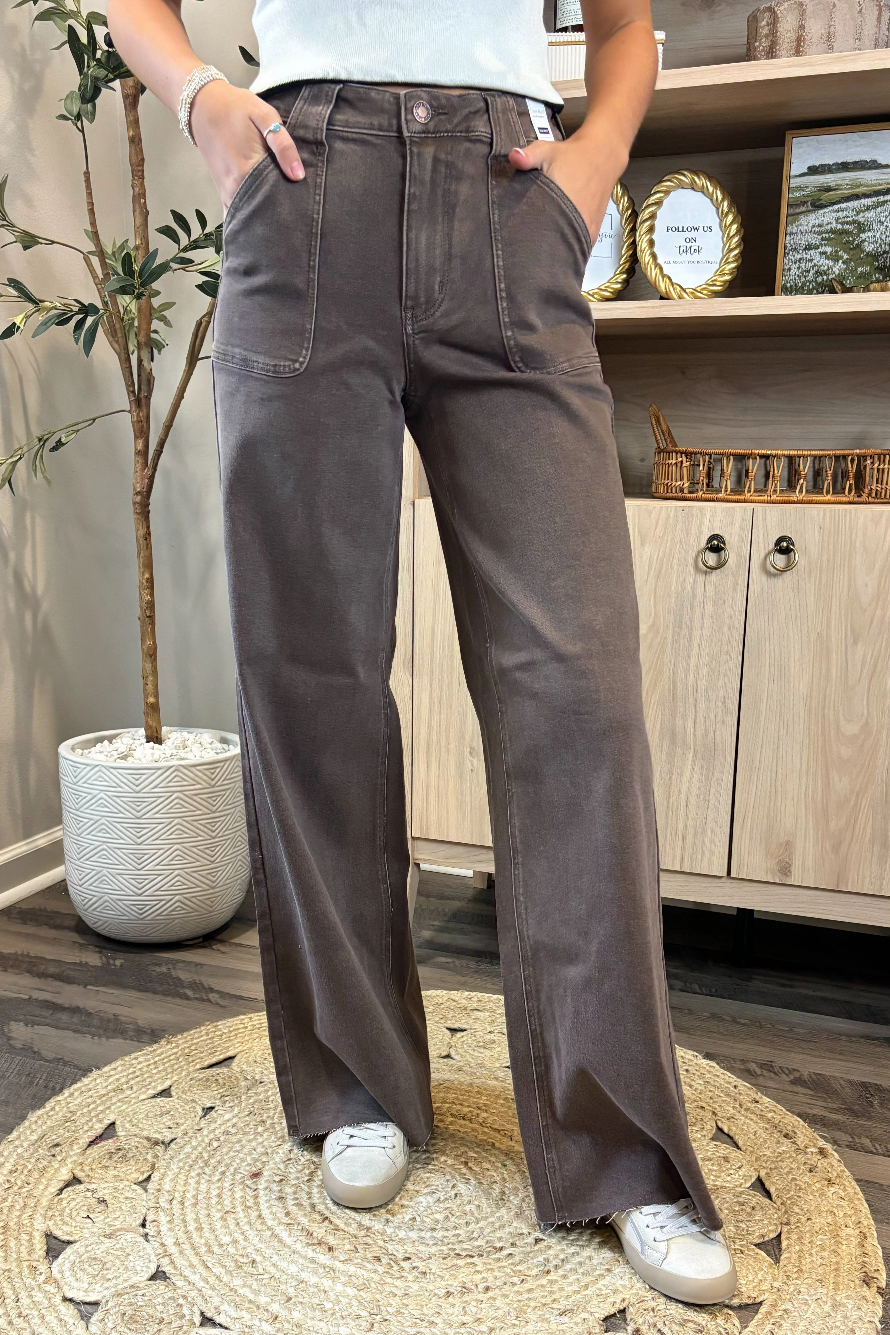 The Presley Brown Wide Leg Jeans MoistureControlLiner Wardrobe Essential