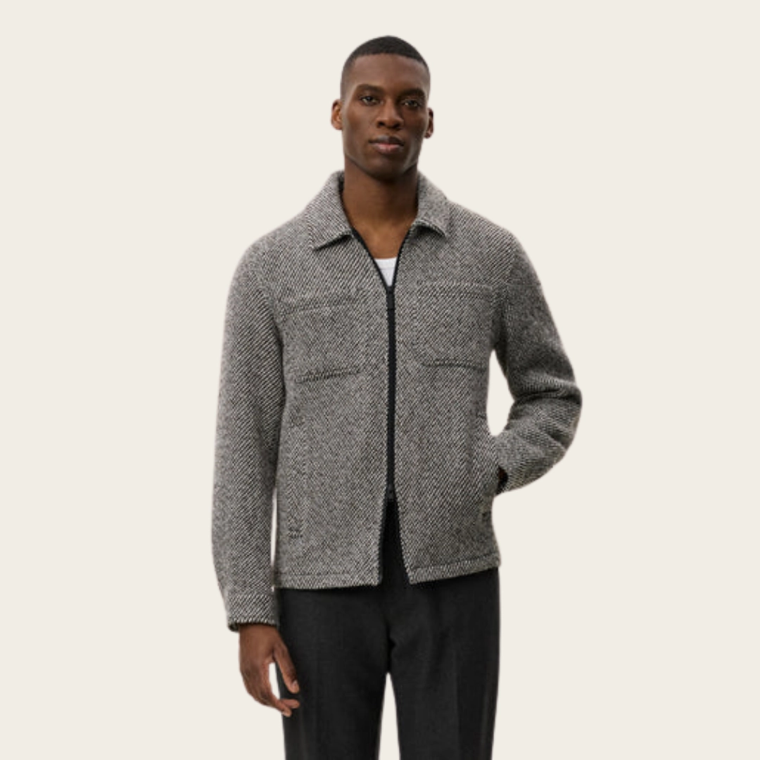 Marseille Twill Wool Jacket (Salt Pepper) Smart Design
