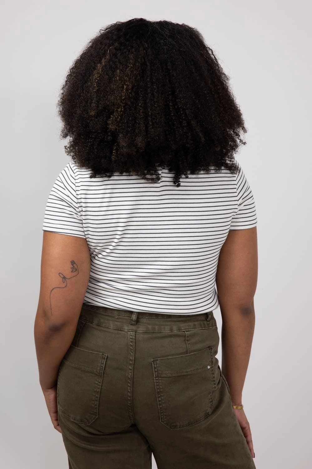 Thread & Supply Annie Striped T-Shirt for Women in Cream Black | T3544BRTS-CREAMBLACK Comfy Stretch Fit Low Profile Silhouette