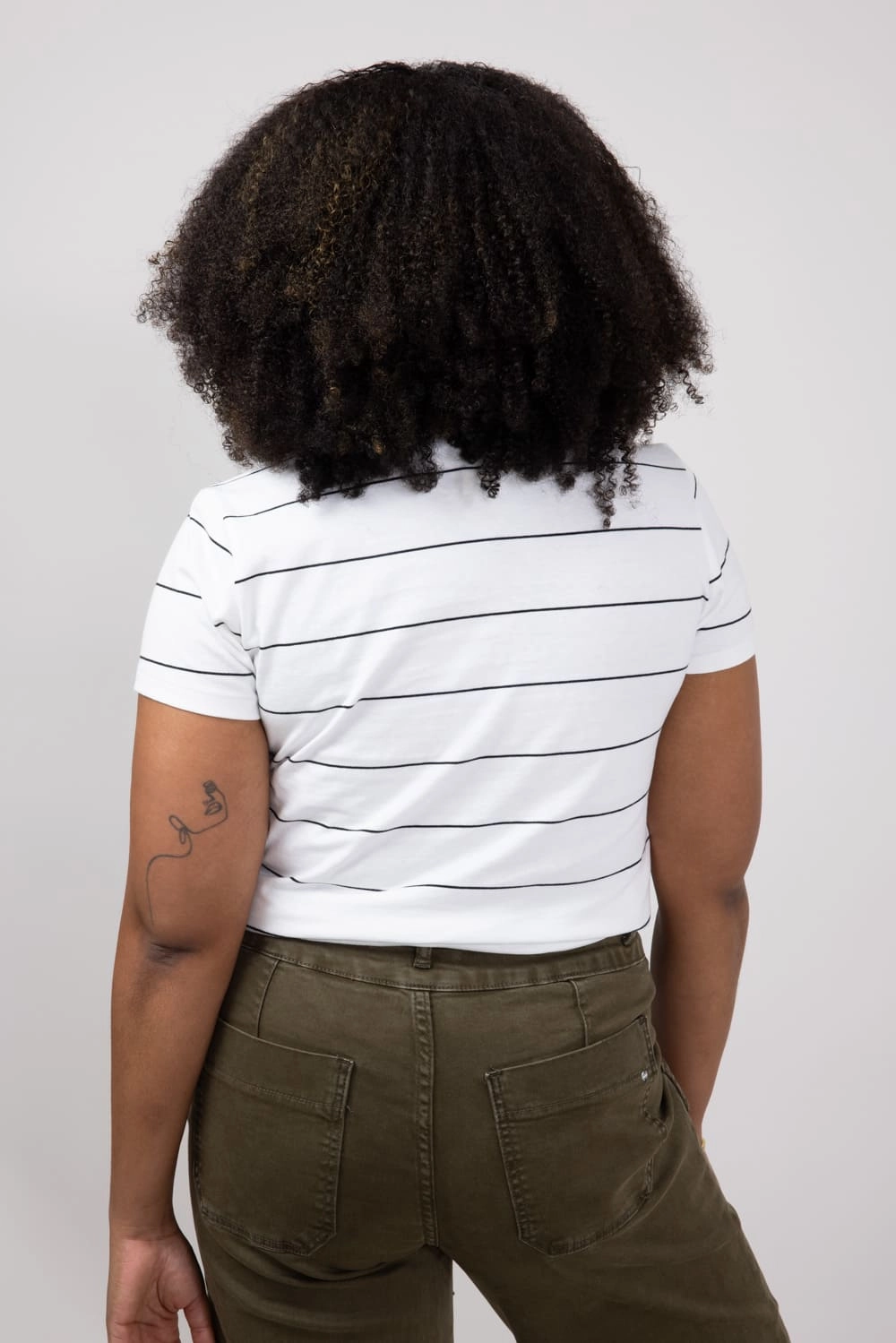 UVProtectionFinish Thread & Supply Asher Striped T-Shirt for Women in White Black | T2940CKNTS-WHITEBLACK