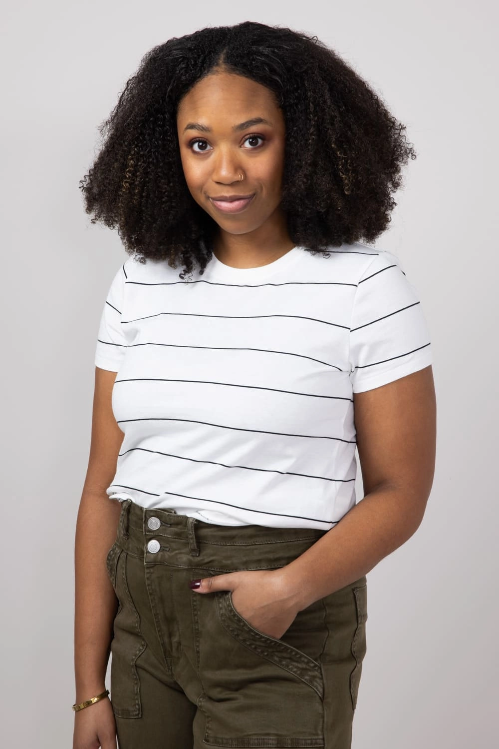 Thread & Supply Asher Striped T-Shirt for Women in White Black | T2940CKNTS-WHITEBLACK Classic Comfort Style Quick Change