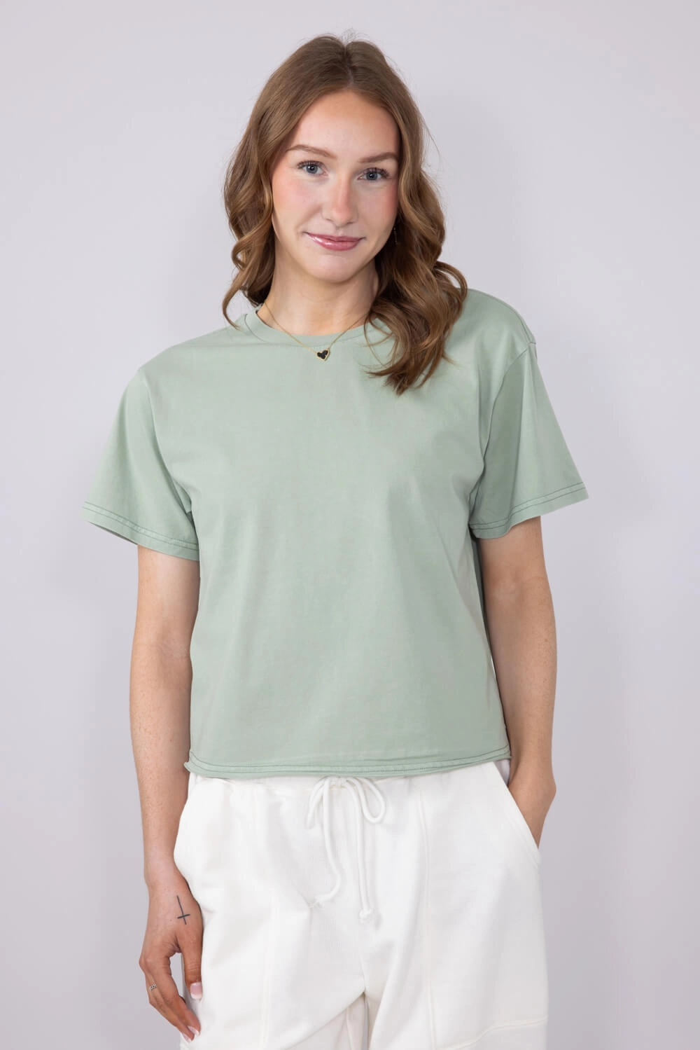 Thread & Supply Katelin T-Shirt for Women in Green | T1488CKNTS-AQUAGREY Casual Ease