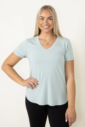 Lightweight Design Thread & Supply Recreation T-Shirt for Women in Aqua Grey | T1440LZMTS-AQUAGREY