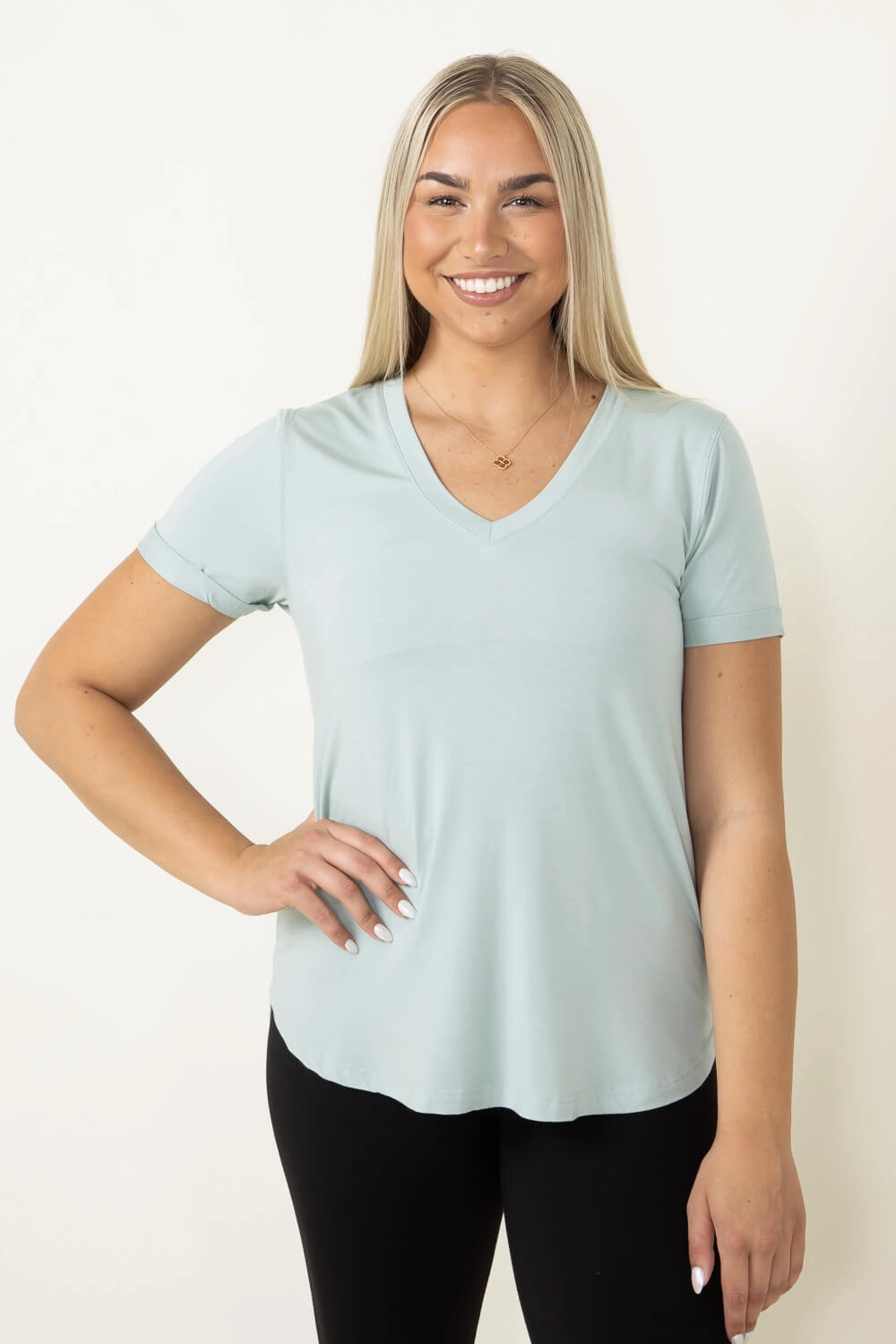Lightweight Design Thread & Supply Recreation T-Shirt for Women in Aqua Grey | T1440LZMTS-AQUAGREY