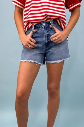 Comfortable Waistband Elastic Cuff The Maeve High Rise Denim Shorts
