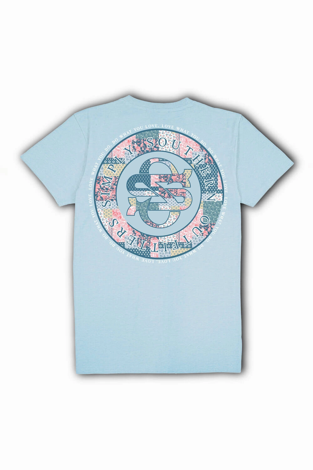 City Smart Simply Southern Quilt Pattern Logo T-Shirt for Women in Blue | SS-QLTLOGO-ICE