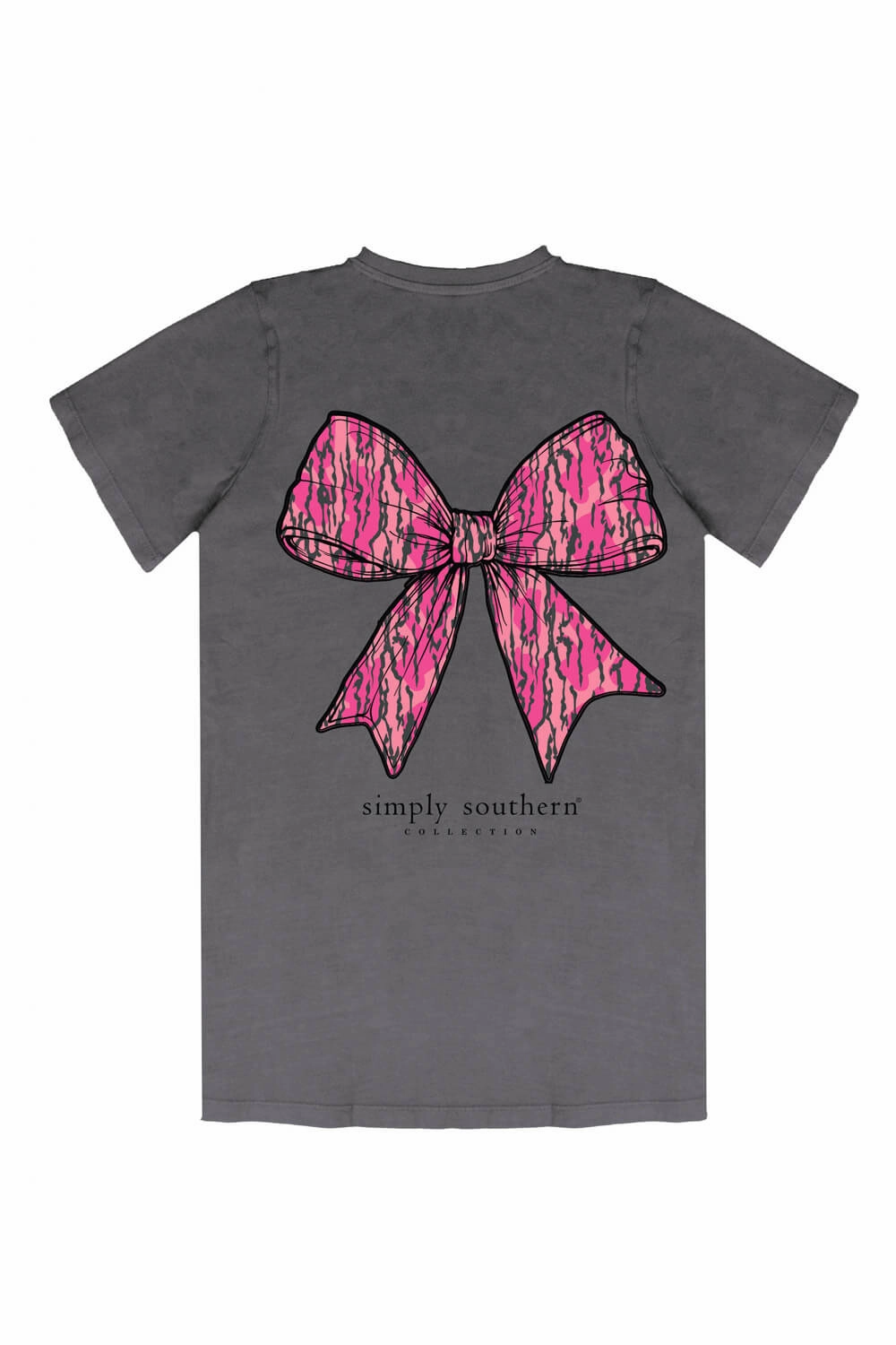 City Smart Look Simply Southern Plus Size Camo Bow Better T-Shirt for Women in Washed Coal | EXT-SS-CAMOBOW-WSHCOAL