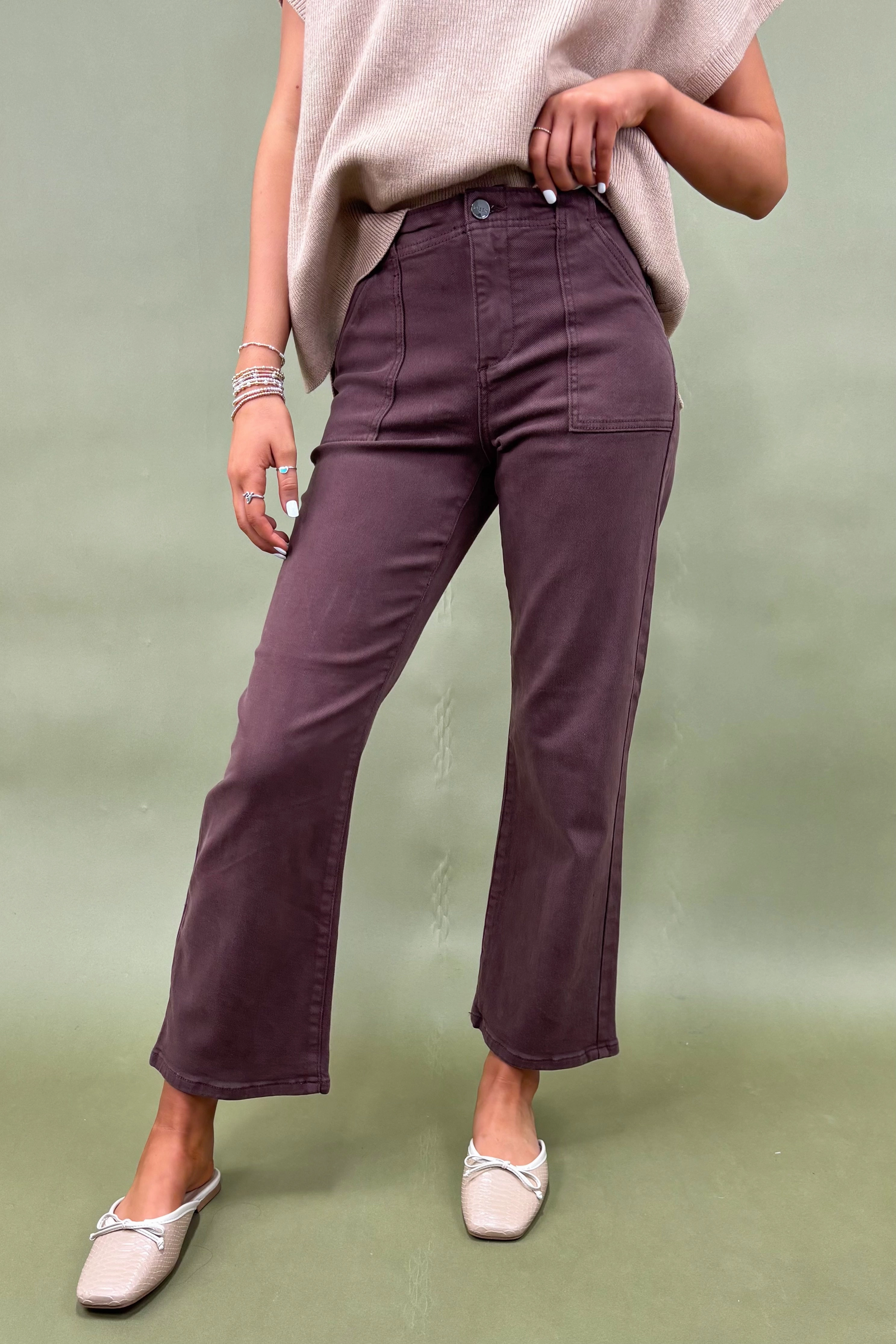 The Mocha Patch Pocket Jeans Comfy Look