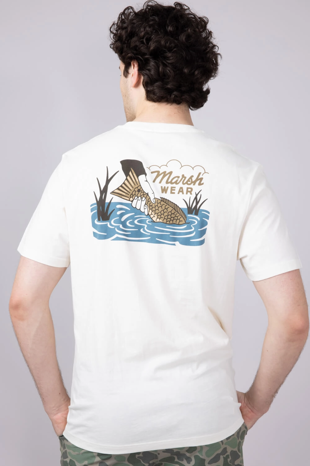 Marsh Wear Release Fish T-Shirt for Men in Vintage White | MWT1093-VWHT Breathable wear