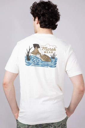Marsh Wear Release Fish T-Shirt for Men in Vintage White | MWT1093-VWHT Breathable wear