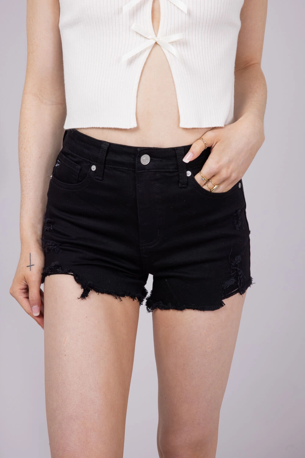 KanCan x Glik??s Best Friend Denim Shorts for Women in Black | AB1022BK-GL Quick Movement Fit Anti Pilling Fabric