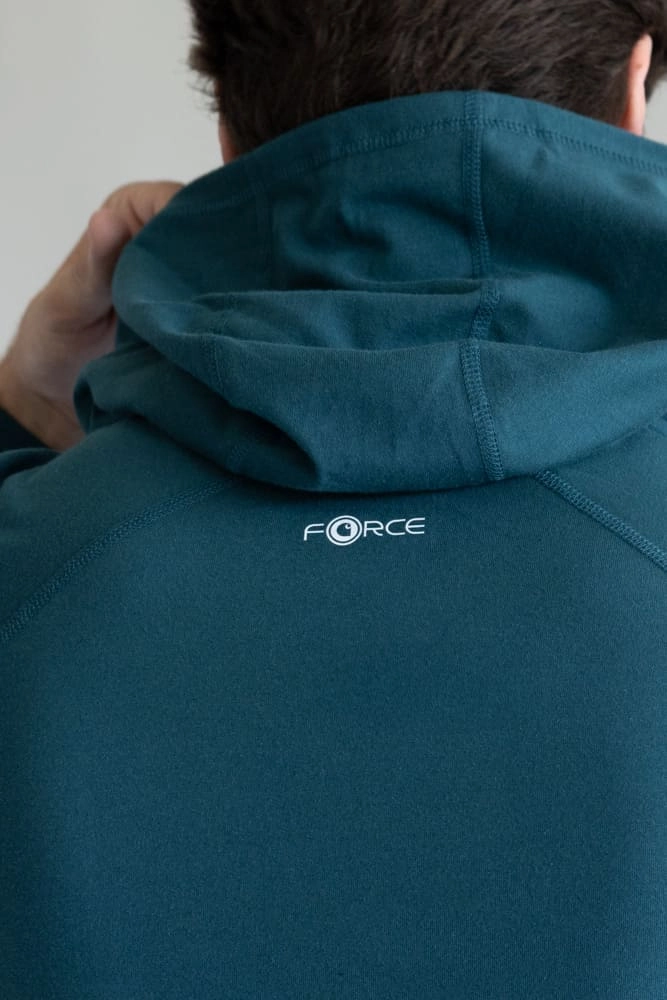 Carhartt Force Relaxed Fit Midweight Long Sleeve Logo Hooded T-Shirt for Men in Greenstone | 106654-GM1 Soft and Light