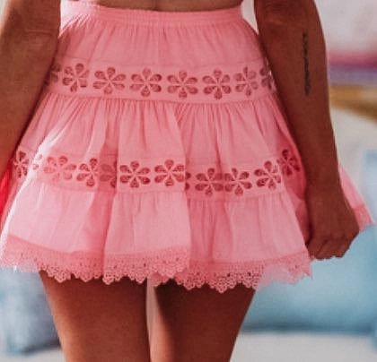 Luscious Mini Skirt - Pink Floral Pattern Bohemian vibe