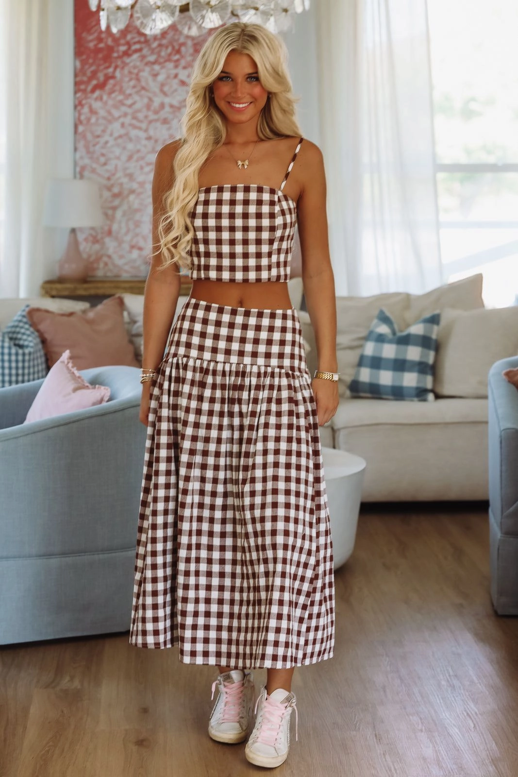 Trophy Time Crop Top - Brown and White SmoothZipper LaserCut Edges