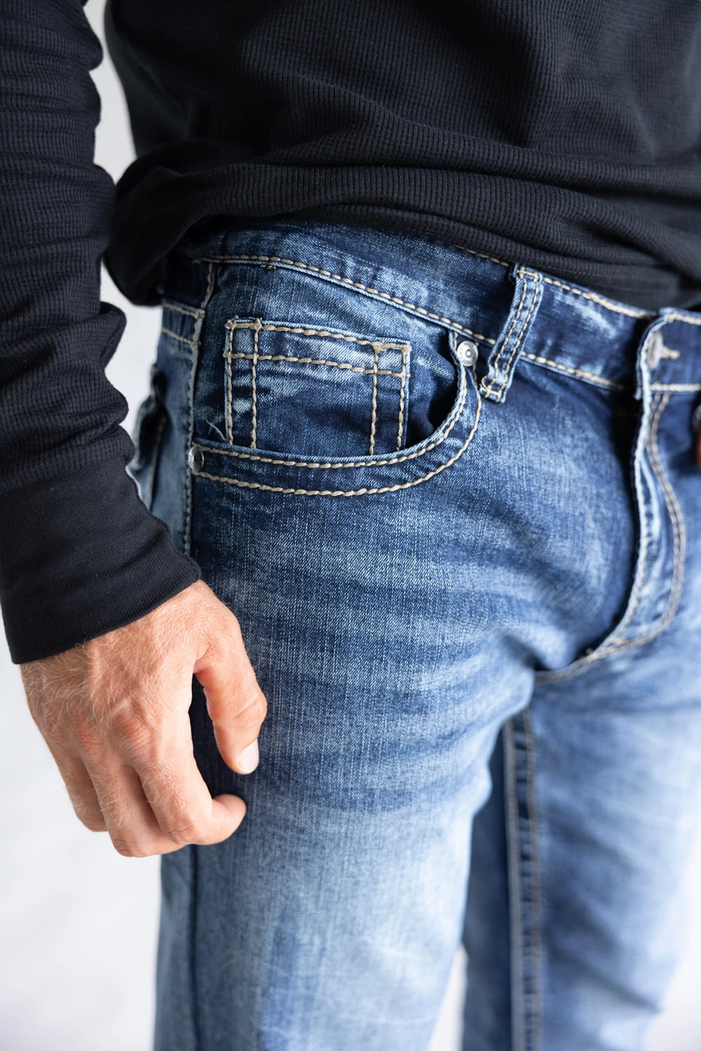 Thermal Regulating Fabric True Luck Afton Bootcut Stretch Jeans for Men | TL22031409