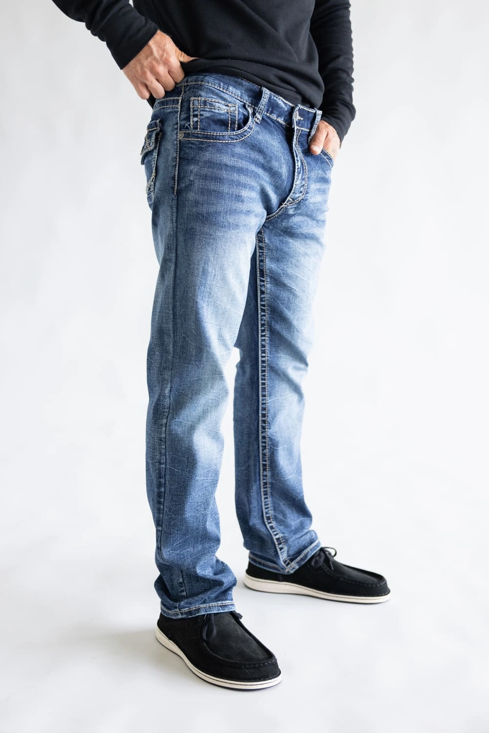 Slim Cut True Luck Afton Bootcut Stretch Jeans for Men | TL22031409