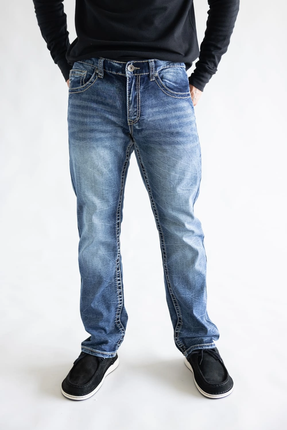 True Luck Afton Bootcut Stretch Jeans for Men | TL22031409 Streetwear Fan Minimalist Style Abrasion Resistance