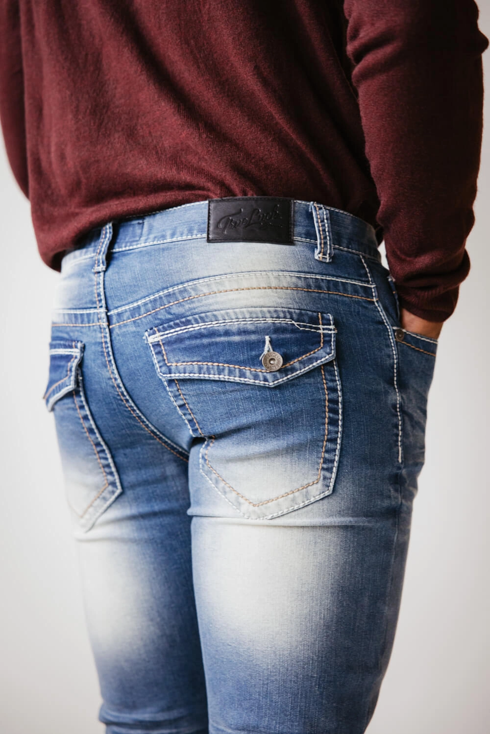 True Luck Calvin Straight Jeans for Men in Medium Wash | TL24010512 Luxury Minimalist On-the-Go Look