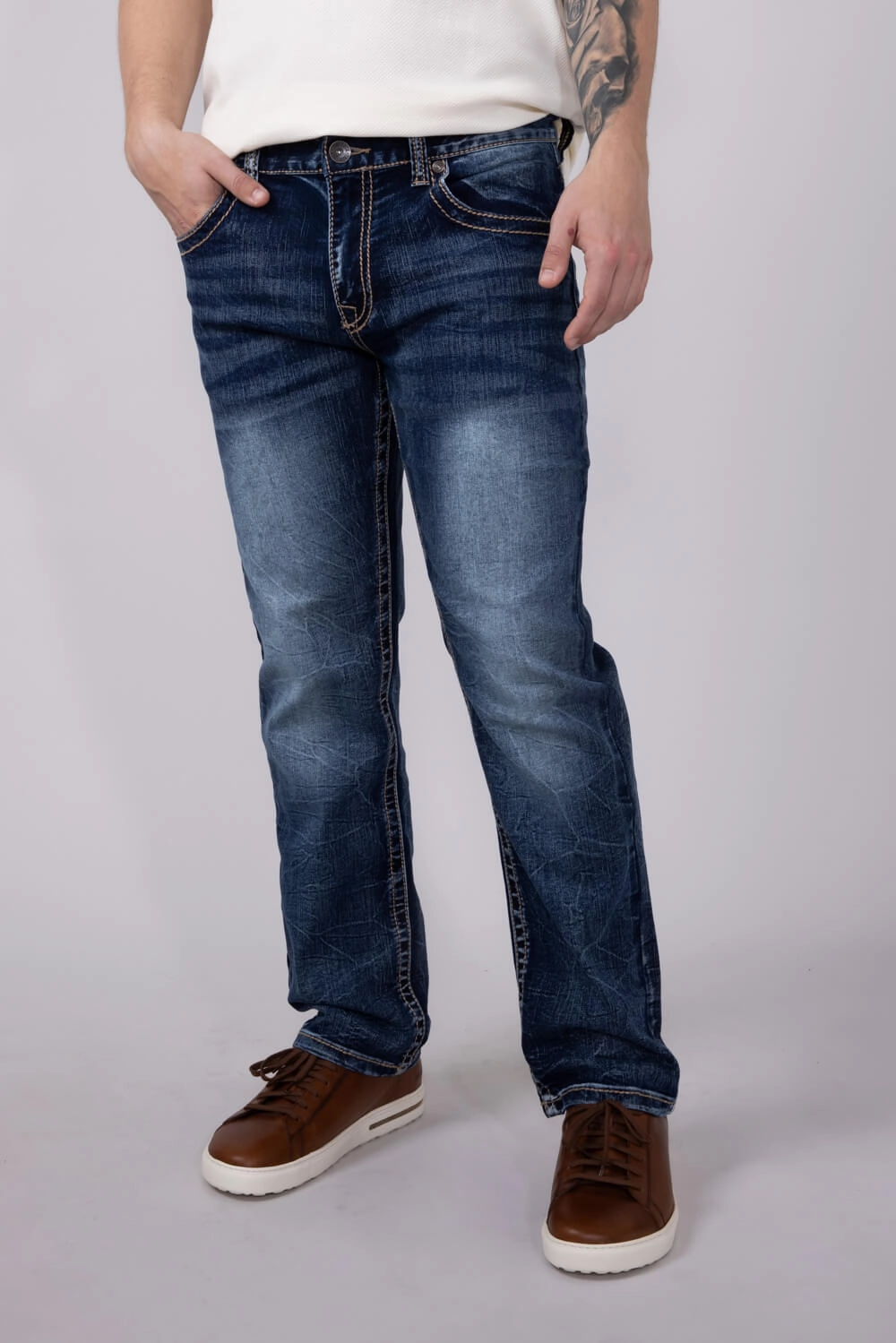 True Luck Mason Bootcut Stretch Jeans for Men | TL19350407 All Fit Design Non Stretch Denim