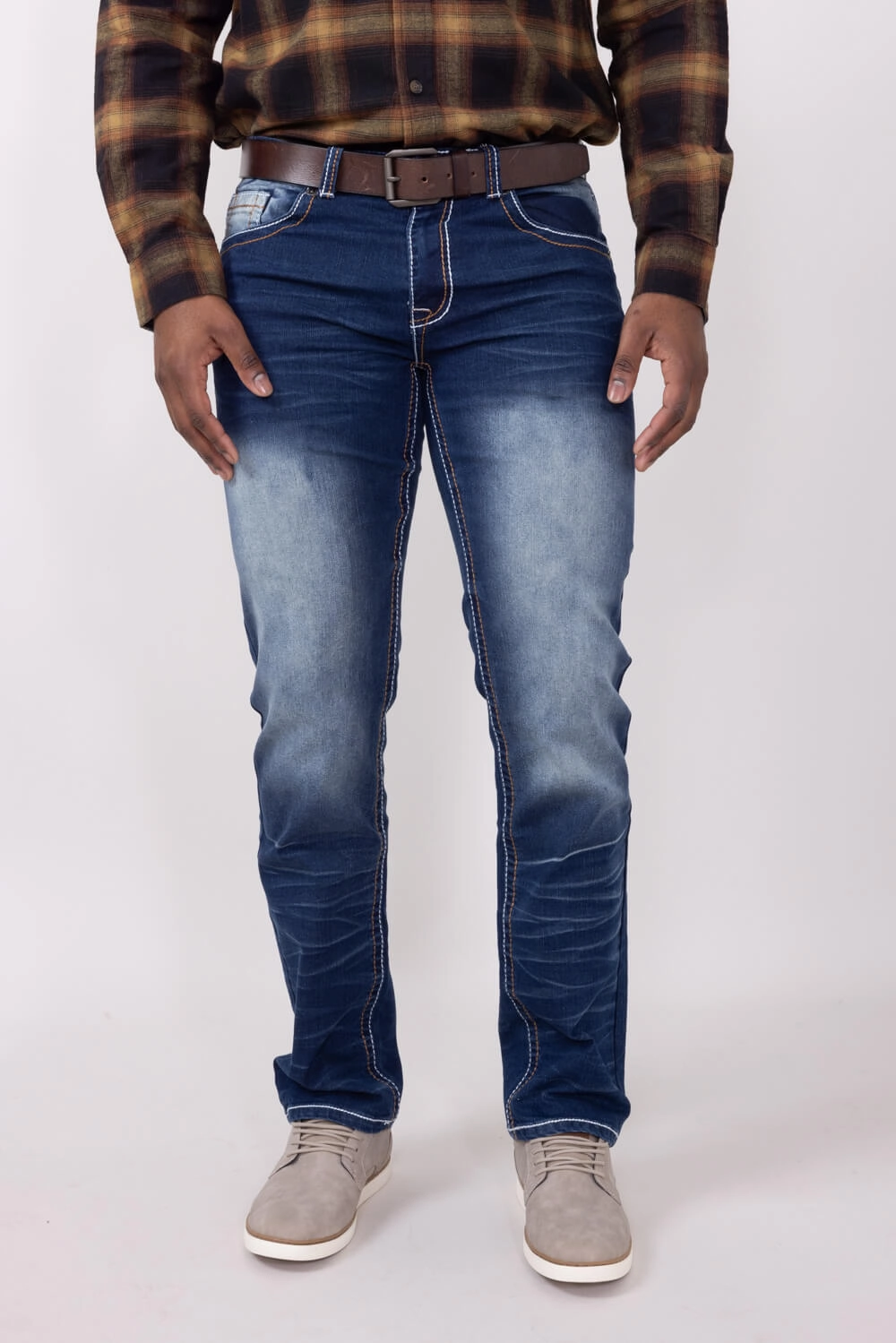 Cool Essential Abrasion Resistant Fabric True Luck Owen Indigo Straight Jeans for Men | TL23090601