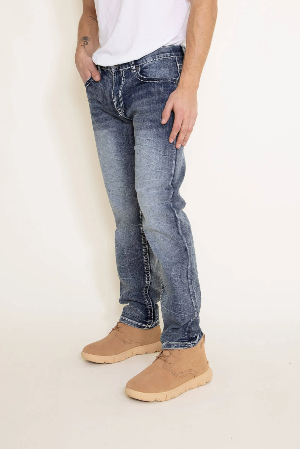 True Luck Vinny Straight Jeans for Men | TL20356611 Reinforced Stitching Details Premium Cotton Blend