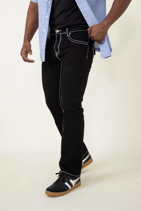 Modern Textured True Luck Wolf Bootcut Jeans for Men in Black | TL22031410-BLACK