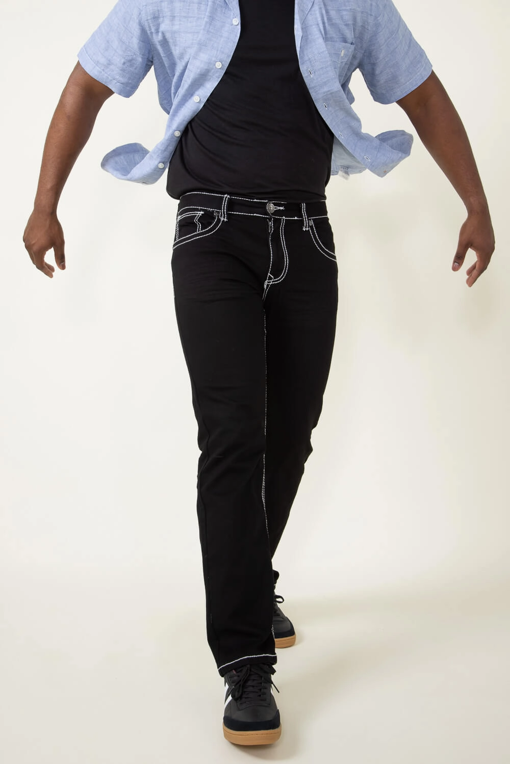 Night Out Parent Style True Luck Wolf Bootcut Jeans for Men in Black | TL22031410-BLACK