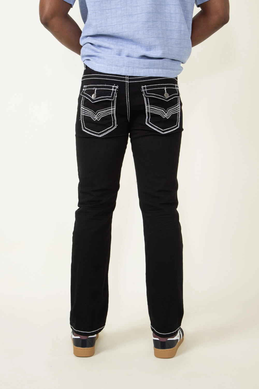 True Luck Wolf Bootcut Jeans for Men in Black | TL22031410-BLACK Everyday Comfort Wear Family Style Slim