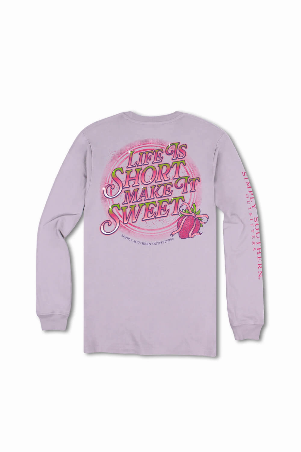 Simply Southern Life Is Short Make It Sweet Long Sleeve T-Shirt for Women in Purple | LS-SWEET-WSTERIA Oversized Silhouette layerable