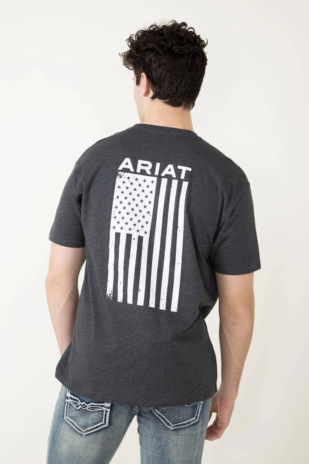 Layering Essential Vintage Style Ariat Freedom T-Shirt for Men in Charcoal Grey | 10025209-CHARCOAL