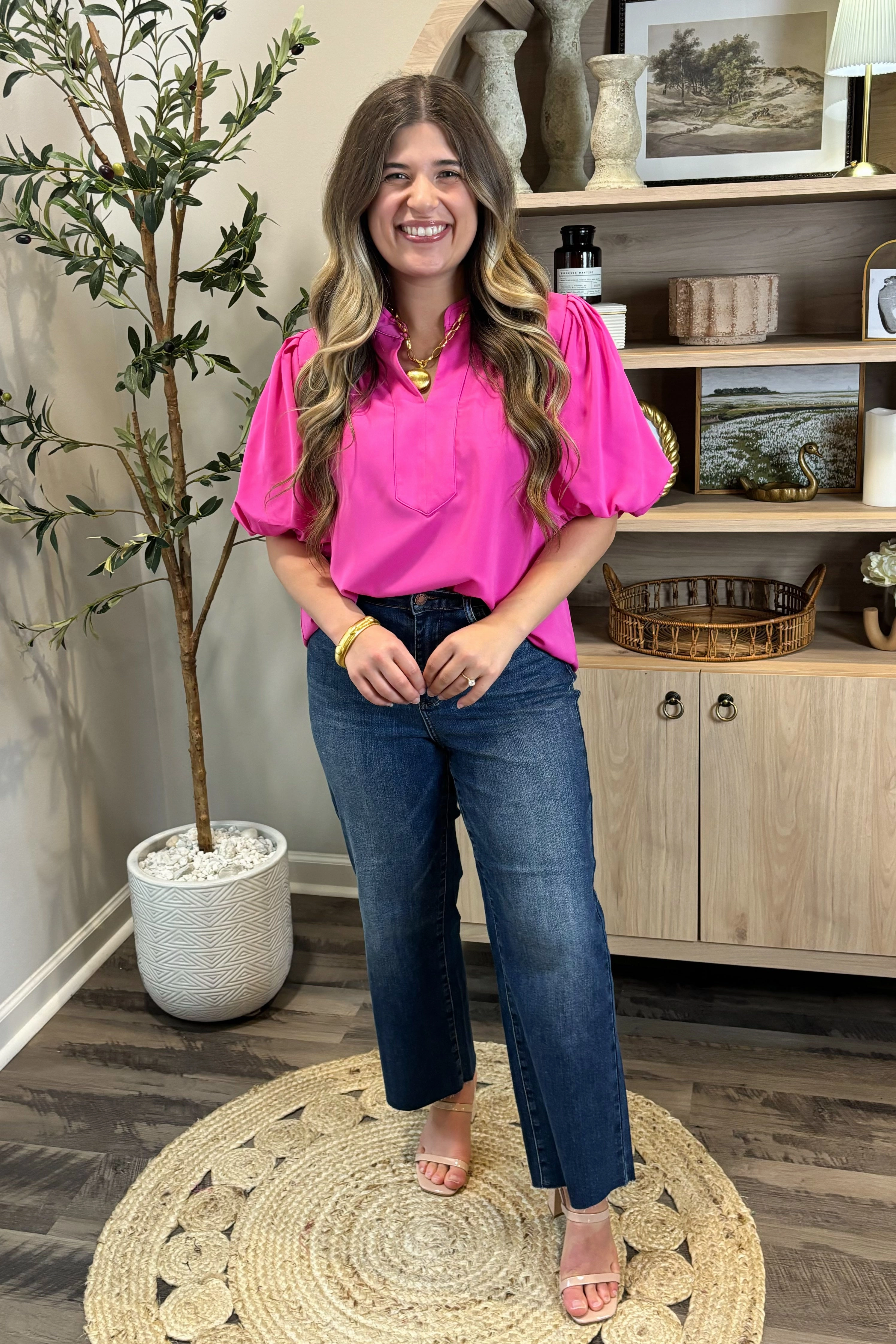 Upstate Getaway Puff Sleeve Top *More Colors* Textured Fabric Finish