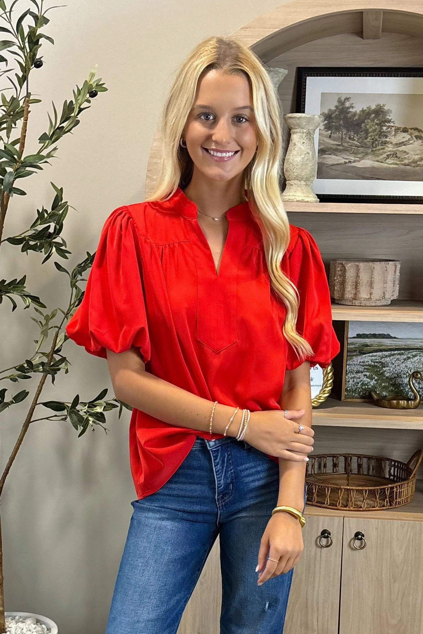 Ventilated Back Panel Upstate Getaway Puff Sleeve Top *More Colors*