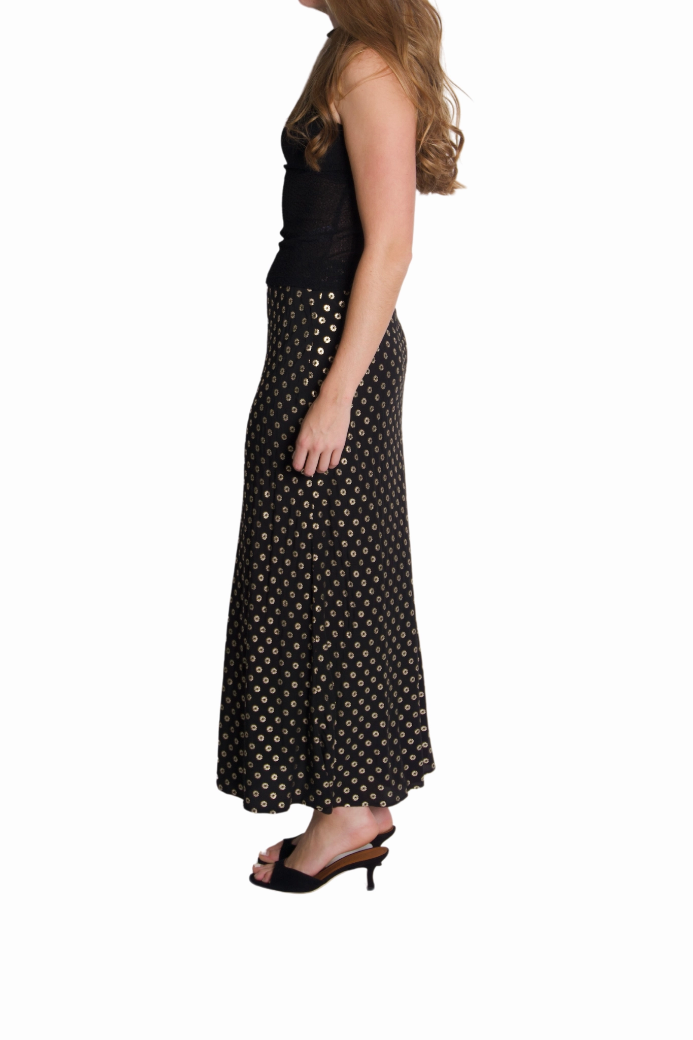 Travel Influence A Line Cut Kelly Skirt in Shibori Gold