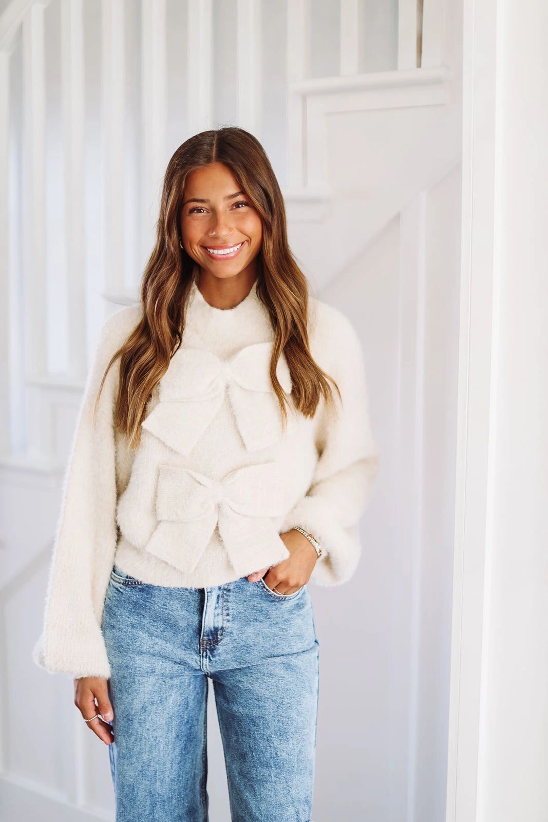 FullCut Shoulder Stay Cool Technology Not So Simple Knit Bow Top - Taupe