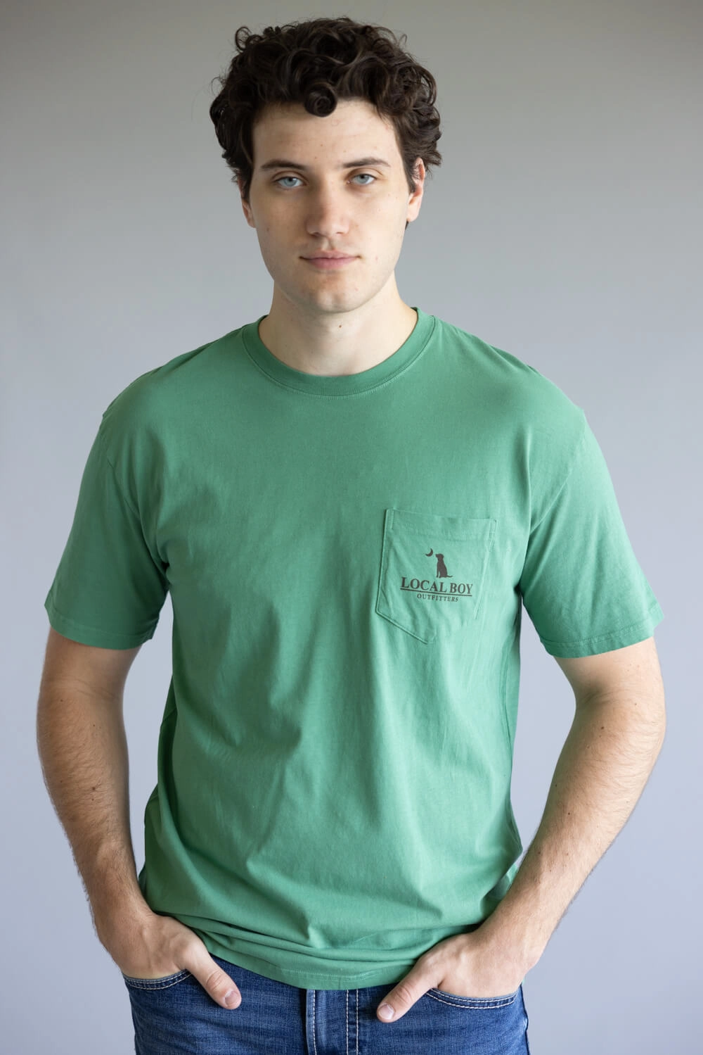 LowImpact Manufacturing Heat Transfer Printing Local Boy Vintage Crest T-Shirt for Men in Green | L1000519-LTG